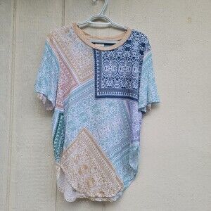 anthropologie postmark multi colored printed top wmns sz med